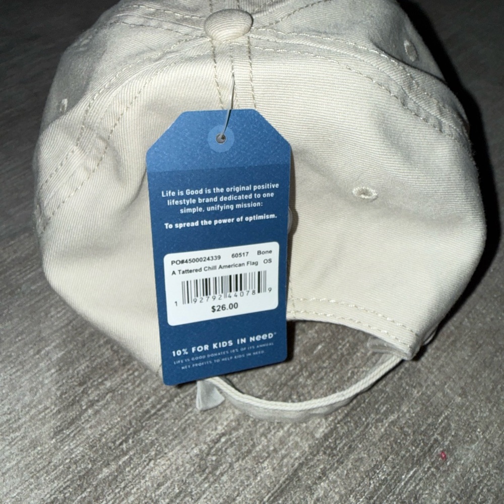 Life Is Good Beige Baseball Cap with American Flag Patch - Picture 5 of 6